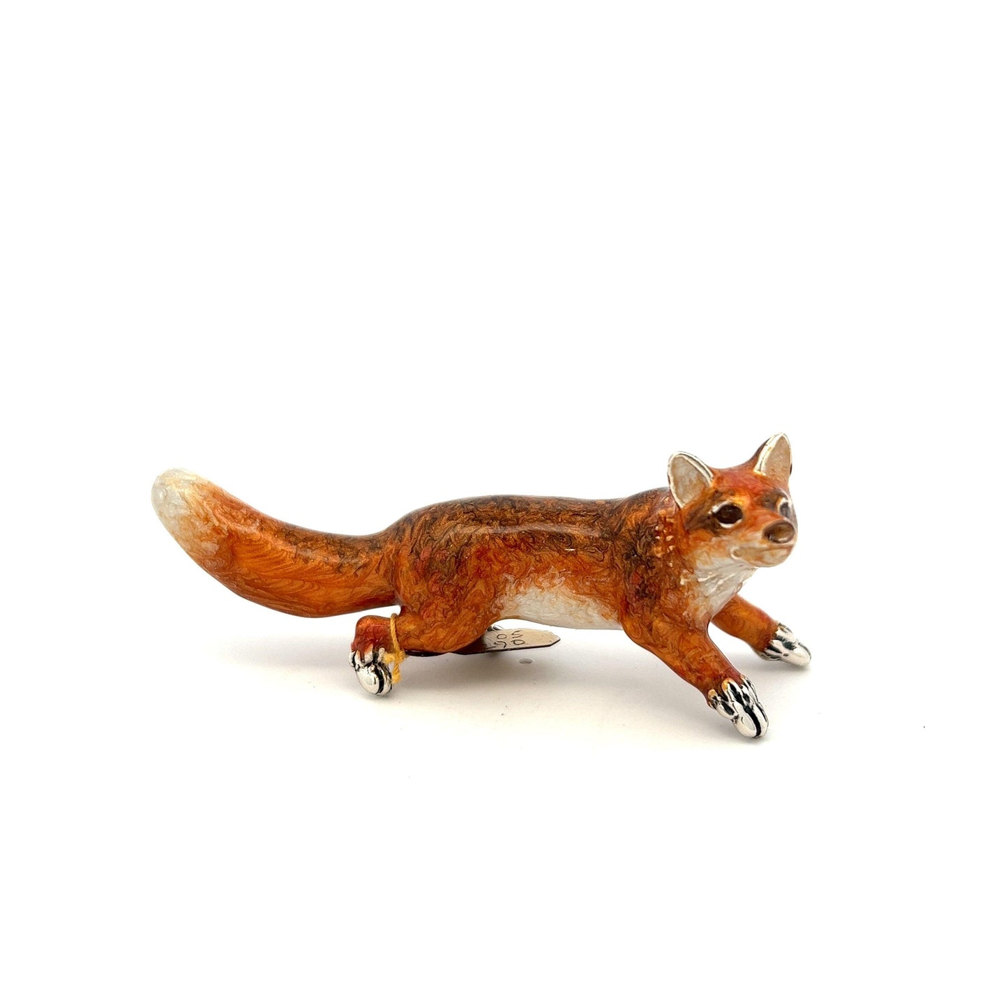 Sterling Silver Enamel Large Fox Figurine - Judith Hart Jewellers