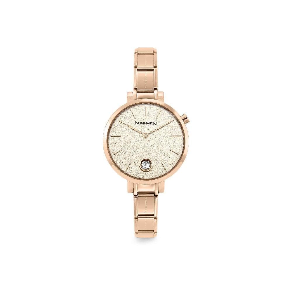 Nomination Classic Paris Glitter Rose Tone & CZ Dial Watch 076034/025 - Judith Hart Jewellers