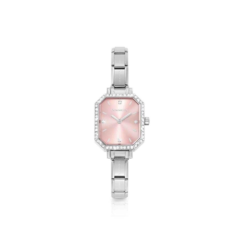 Nomination Classic Paris Rectangular CZ Pink Dial Watch 076036/014 - Judith Hart Jewellers