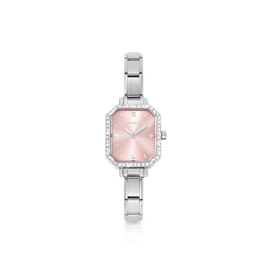 Nomination Classic Paris Rectangular CZ Pink Dial Watch 076036/014 - Judith Hart Jewellers