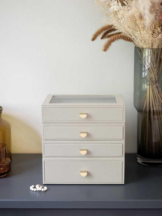 Stackers Oatmeal Jewellery Storage Box with Drawers