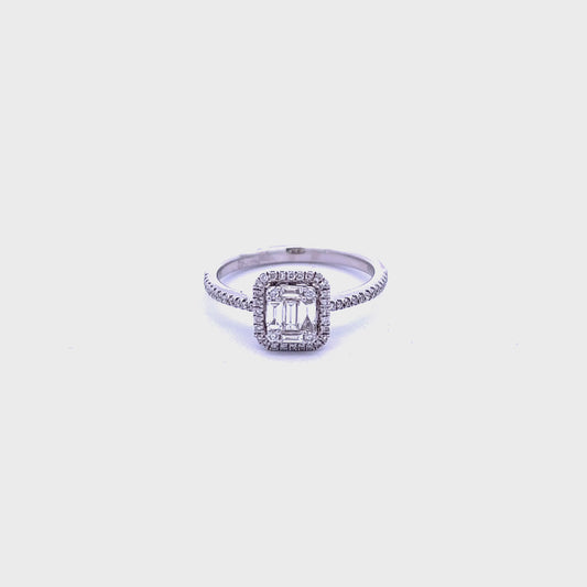 Platinum Emerald Cut 0.40ct Diamond Cluster Halo Ring