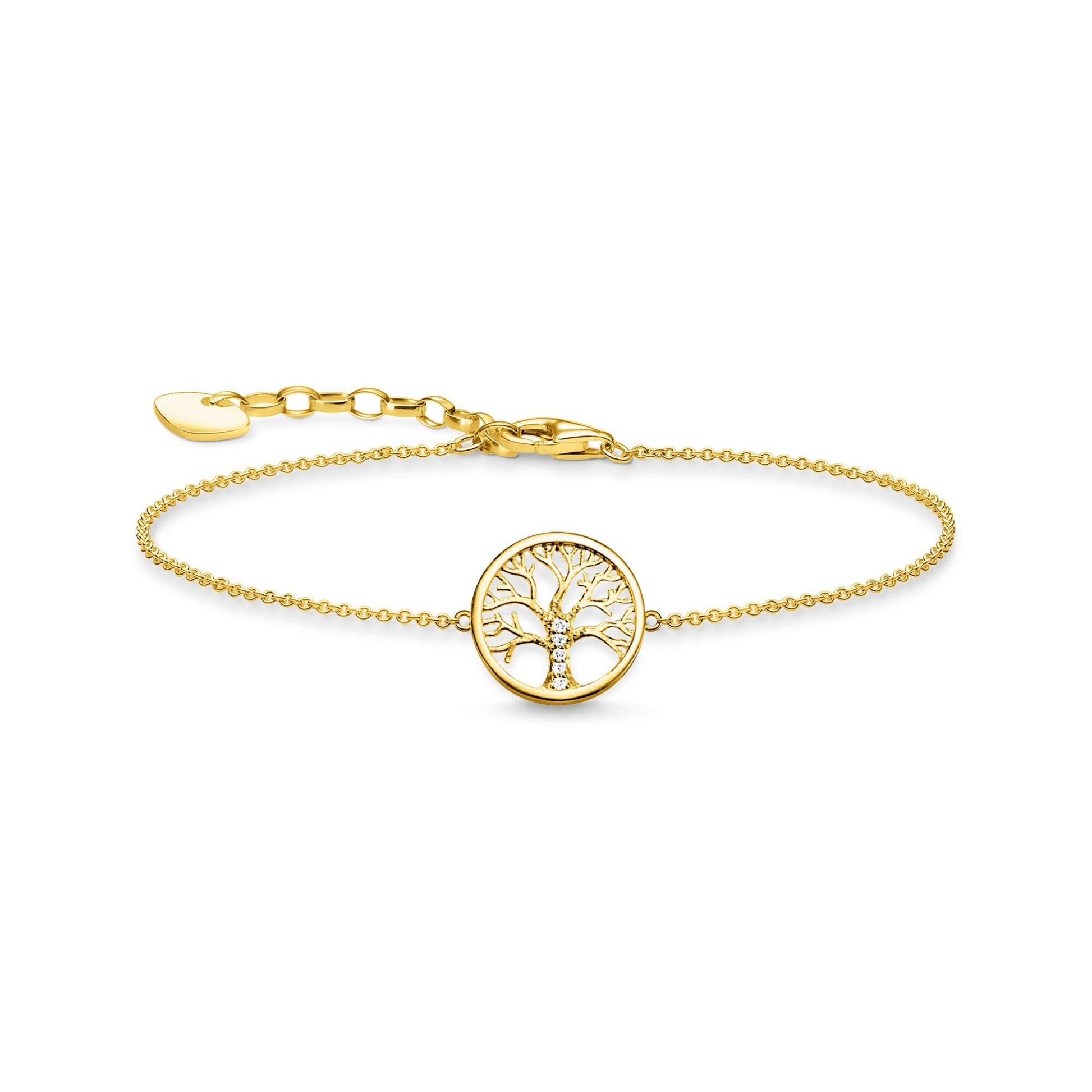 Thomas Sabo Yellow Gold-Plated Cubic Zirconia Tree of Life Bracelet A1868 - Judith Hart Jewellers