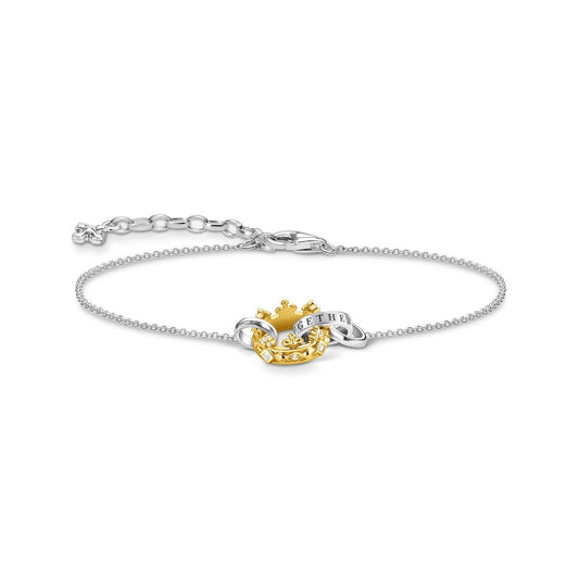 Thomas Sabo Sterling Silver and Yellow Gold Plated Together Forever Crown Bracelet A1982 - Judith Hart Jewellers