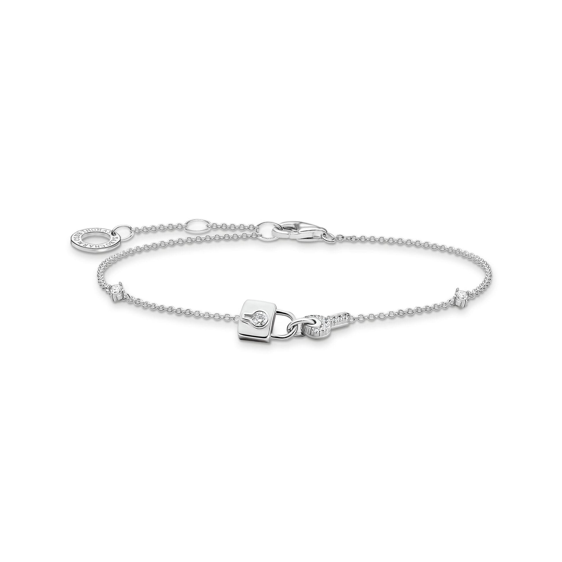 Thomas Sabo Sterling Silver Bracelet with Cubic Zirconia Lock and Key A2040-051-14 - Judith Hart Jewellers