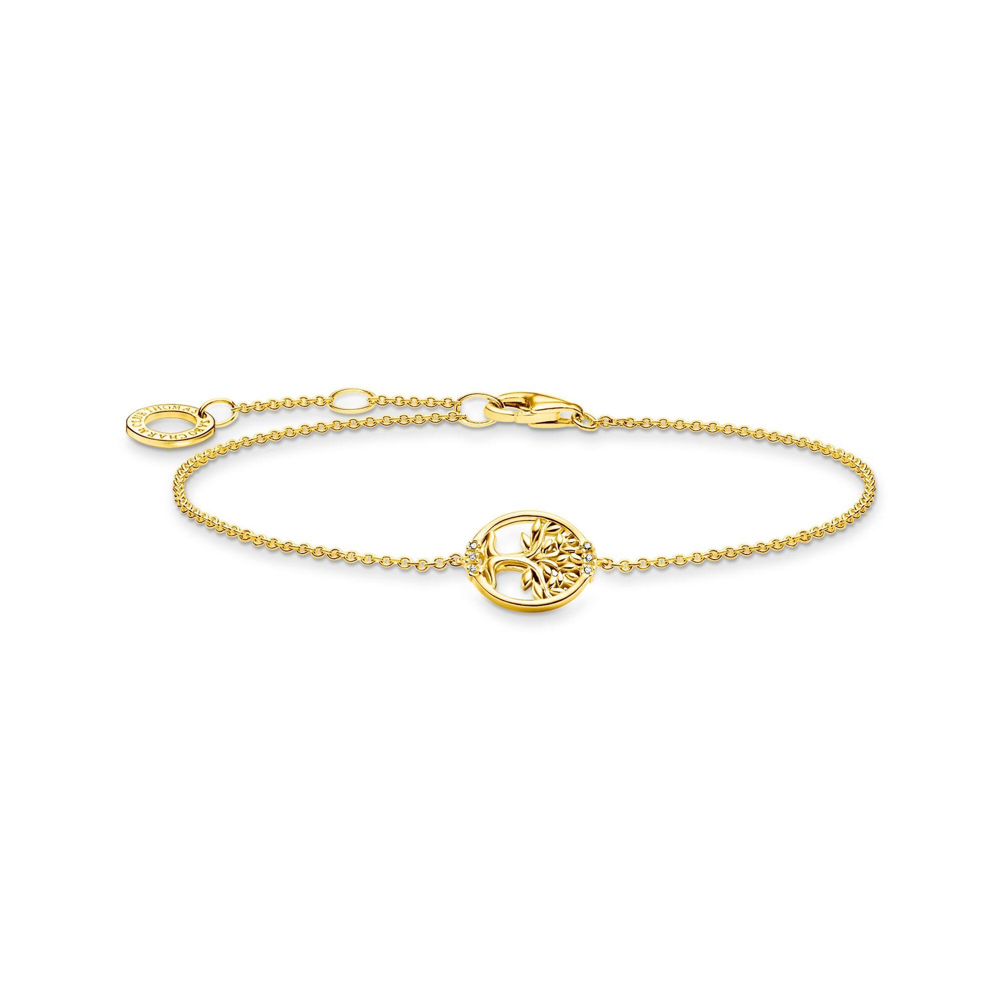 Thomas Sabo Yellow Gold Plated Cubic Zirconia Tree of Life Bracelet A2041-414-14 - Judith Hart Jewellers