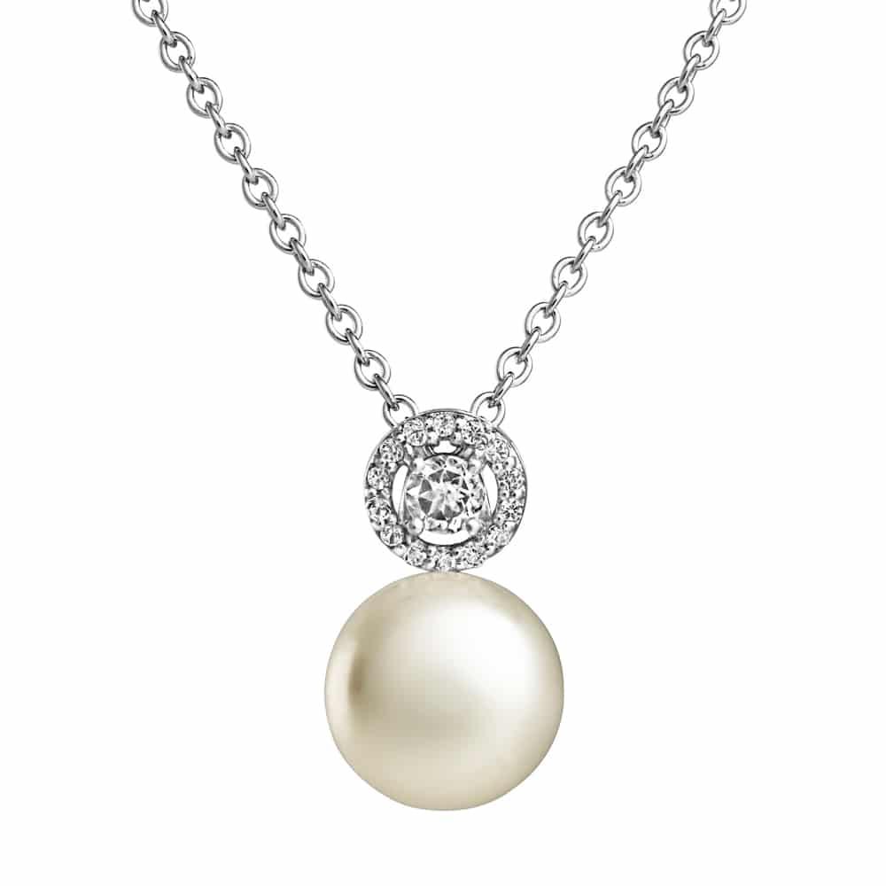 Jersey Pearl Amberley Freshwater Cultured Pearl with Cubic Zirconia Top Cluster Drop Necklace