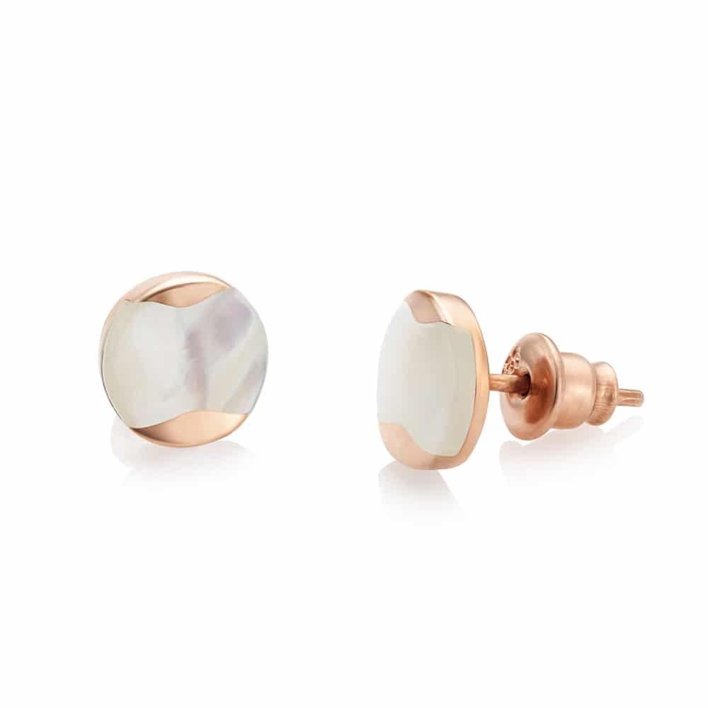 Jersey Pearl Rose Gold Plated Dune South Sea Mother of Pearl Earrings - Judith Hart Jewellers