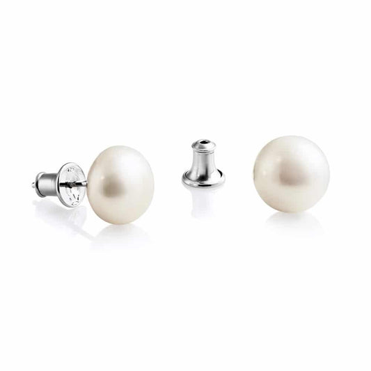 Jersey Pearl Sterling Silver 10-11mm Freshwater Cultured Pearl Stud Earrings - Judith Hart Jewellers