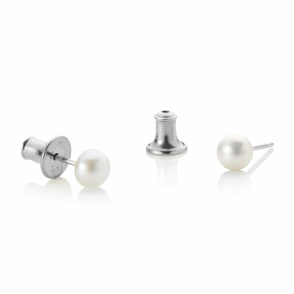 Jersey Pearl Sterling Silver 5-5.5mm Freshwater Cultured Pearl Stud Earrings - Judith Hart Jewellers