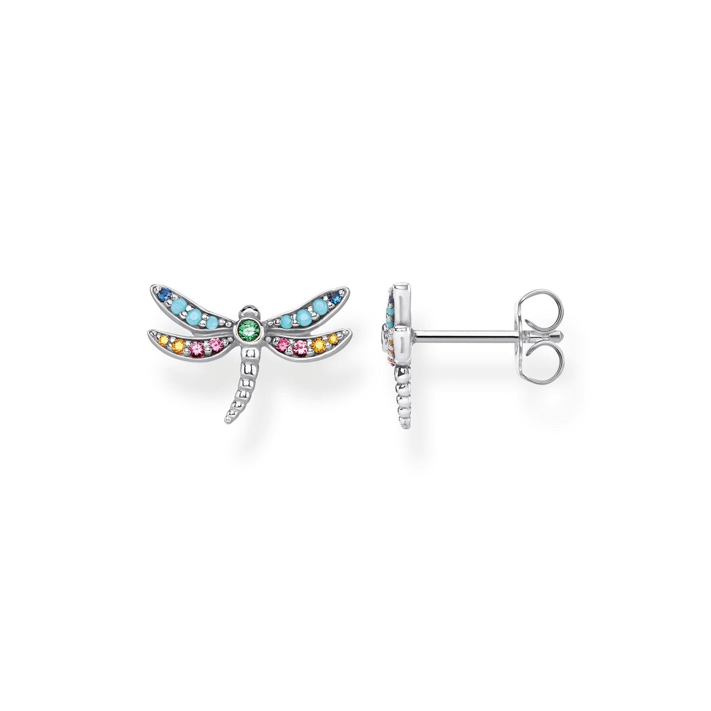 Thomas Sabo Sterling Silver Multi Coloured Dragonfly Stud Earrings H2051-314 - Judith Hart Jewellers