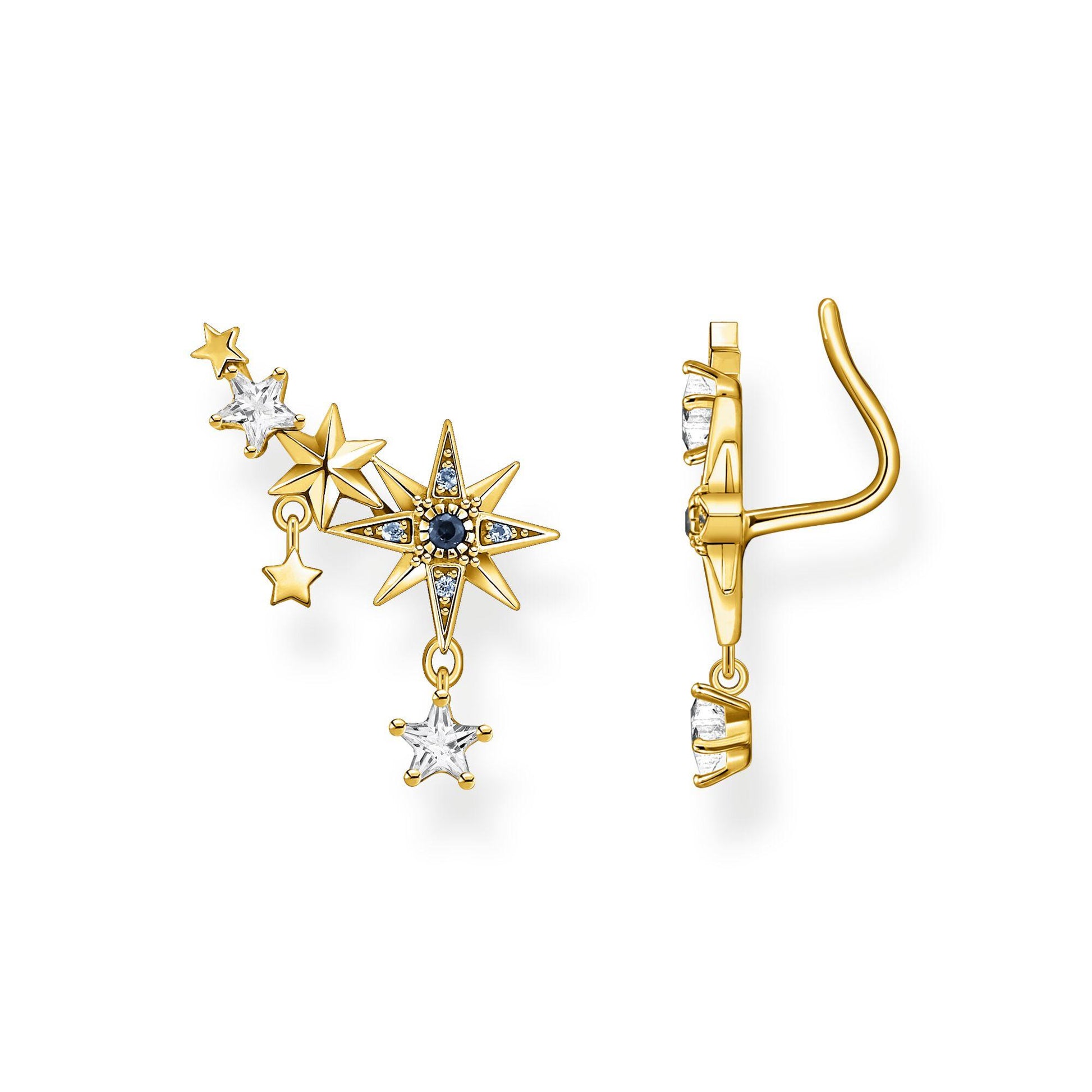 Thomas Sabo Yellow Gold Plated Multi Coloured Stone Star Ear Climbers H2223-959-7 - Judith Hart Jewellers