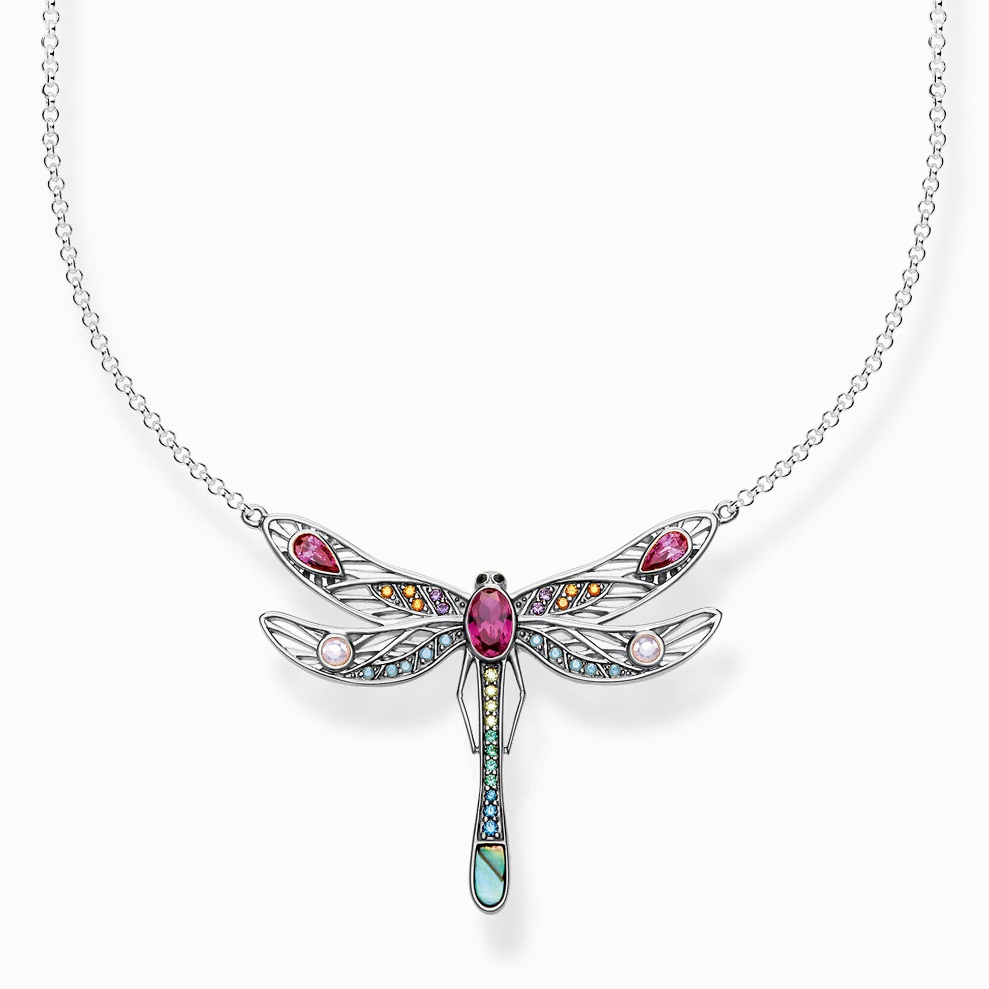 Thomas Sabo Sterling Silver Multicoloured Dragonfly Necklace KE1838 - Judith Hart Jewellers