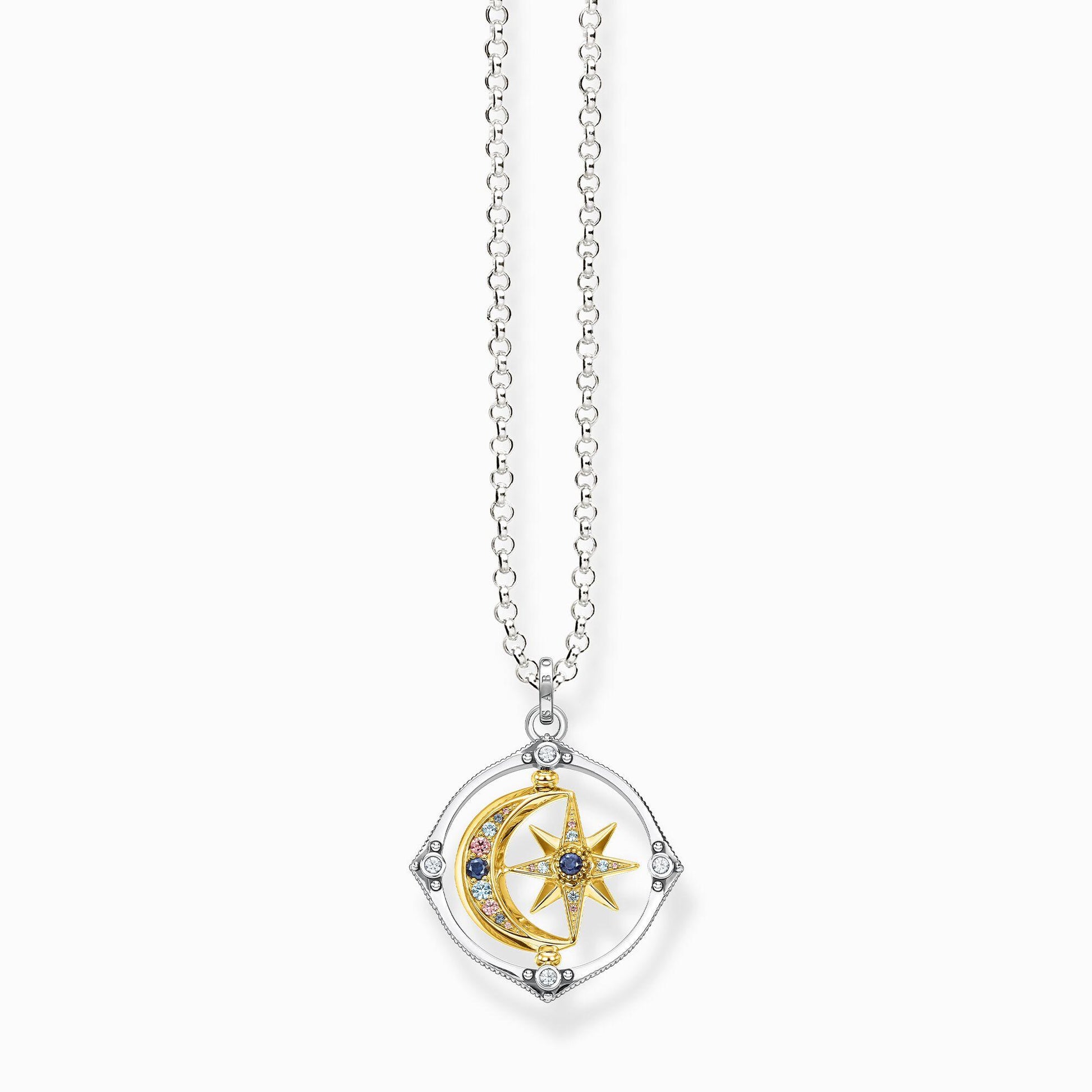 Thomas Sabo Sterling Silver and Yellow Gold-Plated Moveable Star and Moon Necklace - Judith Hart Jewellers