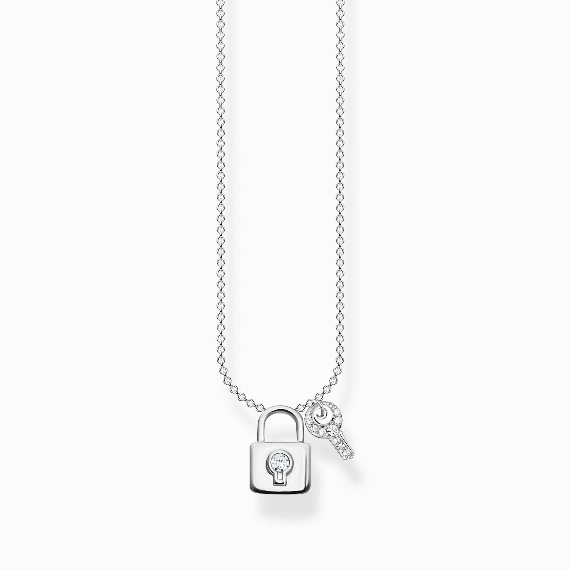 Thomas Sabo Sterling Silver Cubic Zirconia Padlock and Key Necklace KE2122 - Judith Hart Jewellers