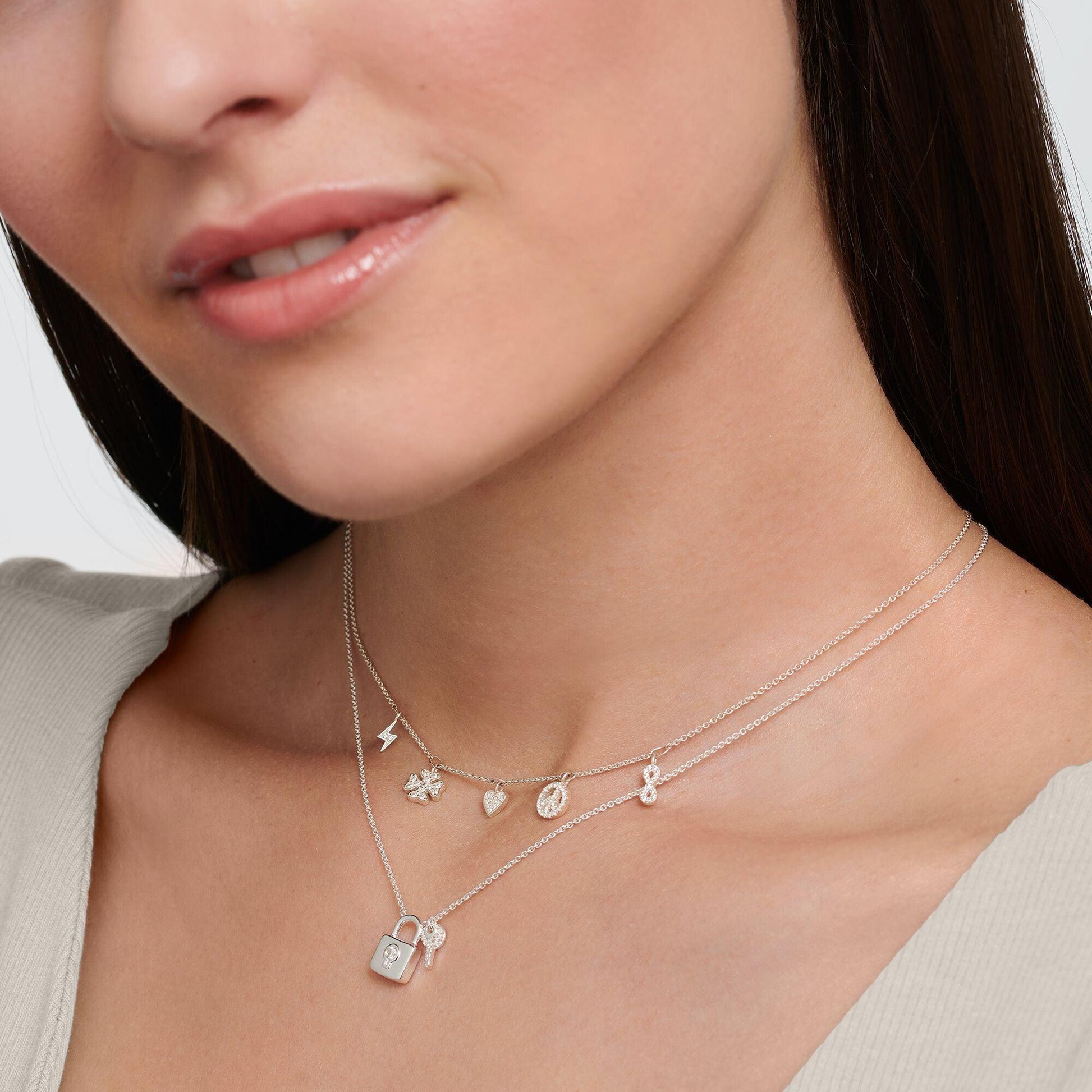 Ciondolo donna Thomas Sabo Argento 925 con centrale di Zirconi e Ciondolo donna Thomas Sabo Argento 925 con centrale di Zirconi e