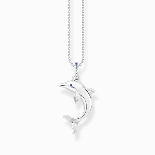 Thomas Sabo Sterling Silver Blue Cubic Zirconia Dolphin Pendant and Chain KE2144 - Judith Hart Jewellers