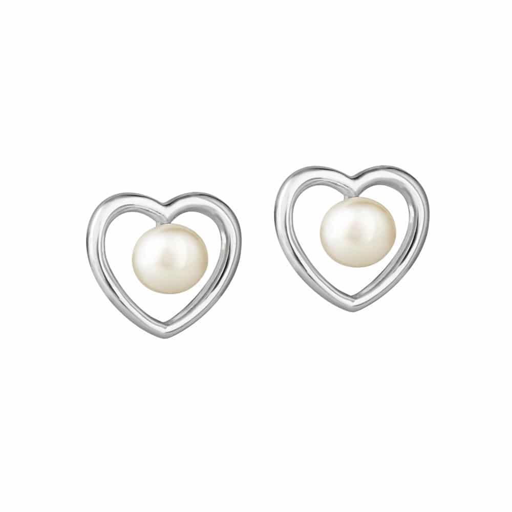 Jersey Pearl Sterling Silver Kimberley Selwood Freshwater Cultured Pearl Heart Earrings - Judith Hart Jewellers