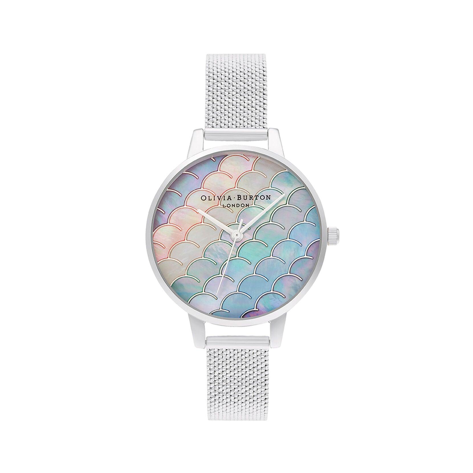 Olivia Burton Rainbow Mermaid Tail Stainless Steel Mesh Bracelet Watch OB16US46 - Judith Hart Jewellers