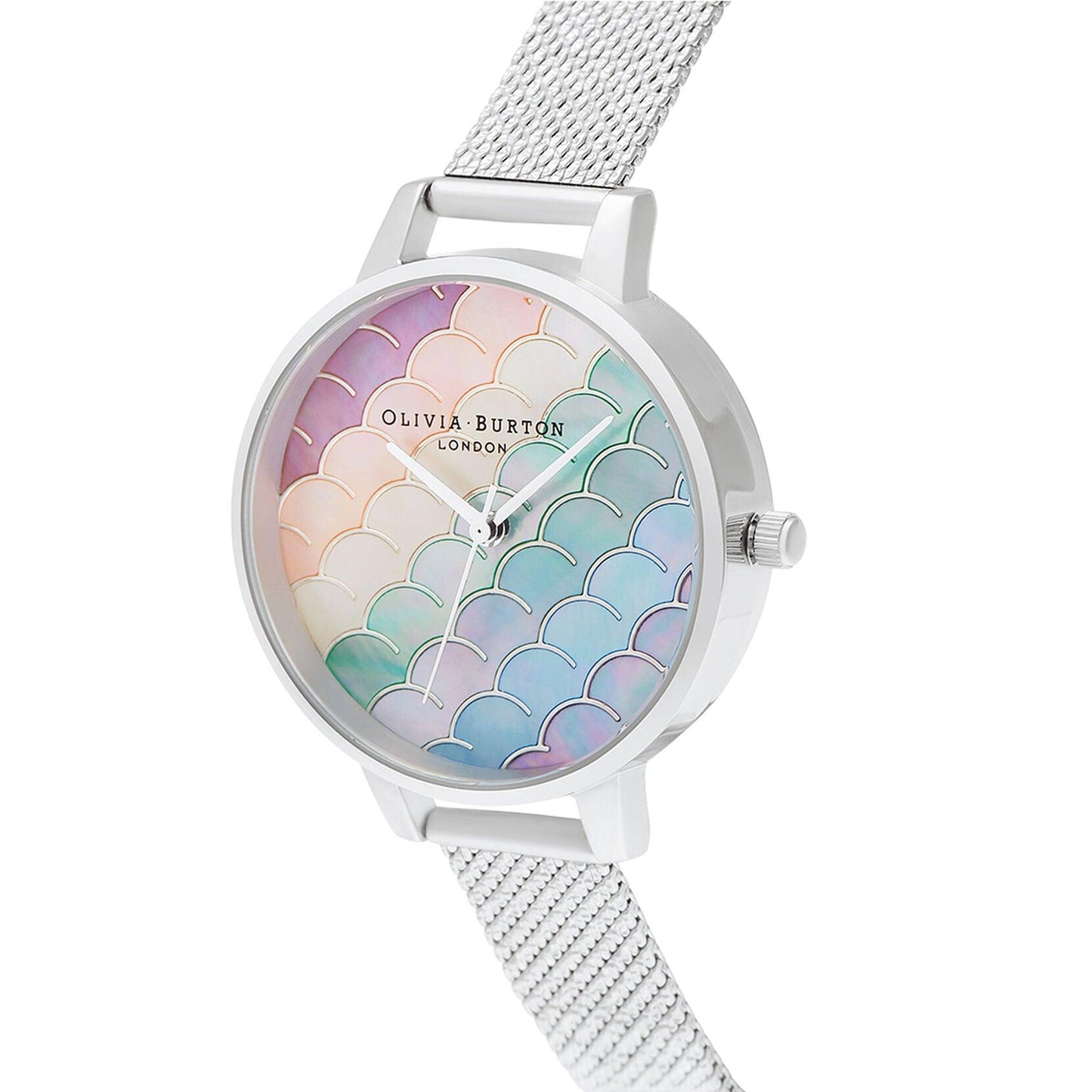 Olivia Burton Rainbow Mermaid Tail Stainless Steel Mesh Bracelet Watch OB16US46 - Judith Hart Jewellers