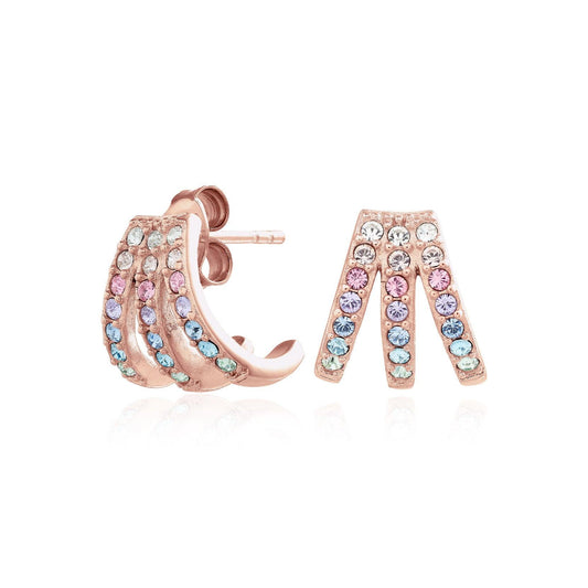 Olivia Burton Rose Gold Tone Rainbow Claw Earrings OBJRBE11 - Judith Hart Jewellers