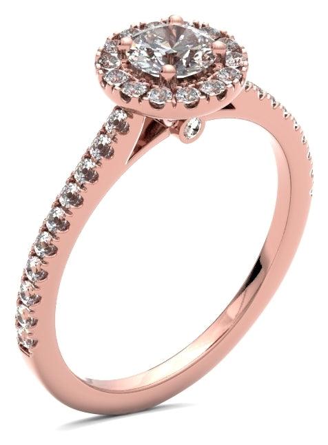RHW03 Brilliant Cut Diamond Halo Diamond Shoulders Engagement Ring