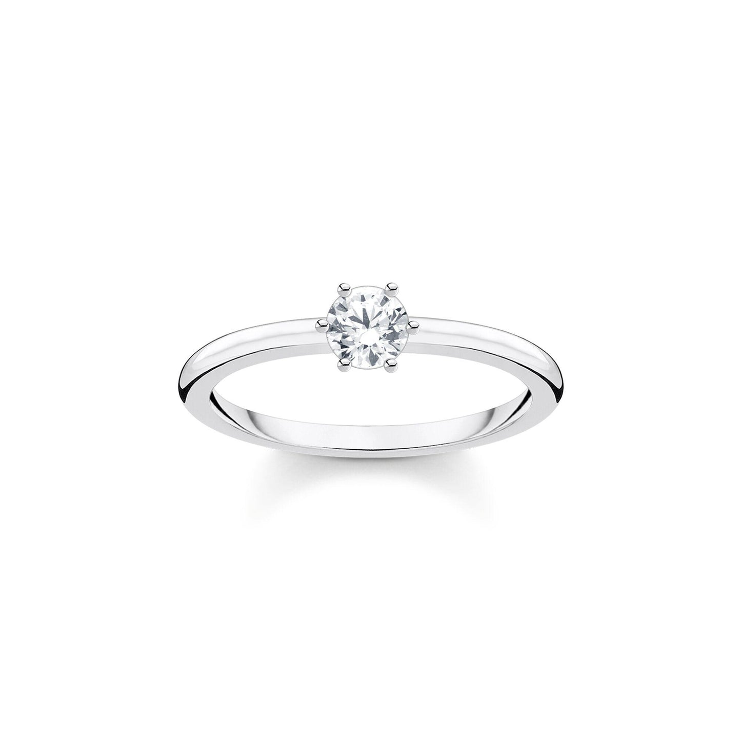 Thomas Sabo Sterling Silver 6-Claw Single Stone Cubic Zirconia Ring TR2313-051-14 - Judith Hart Jewellers