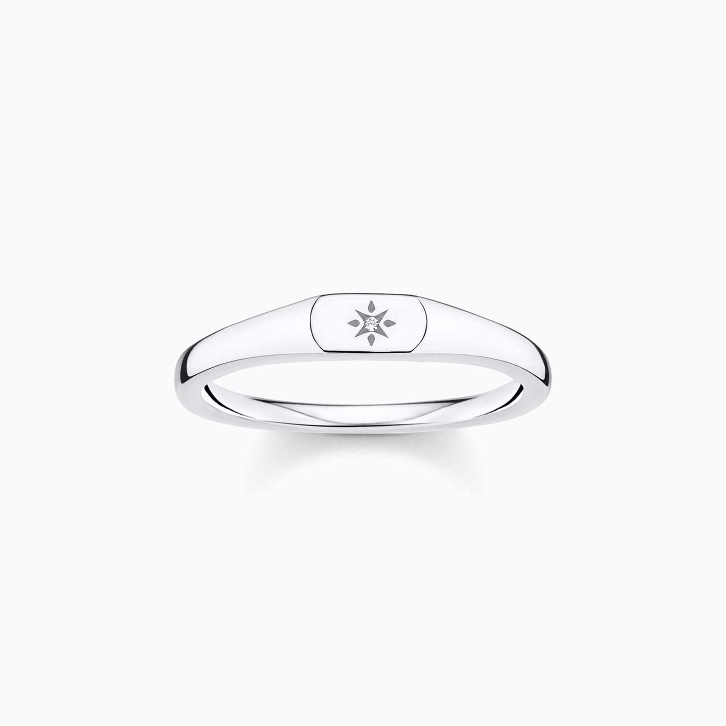 Thomas Sabo Sterling Silver Cubic Zirconia Signet Ring TR2314-051-14 - Judith Hart Jewellers