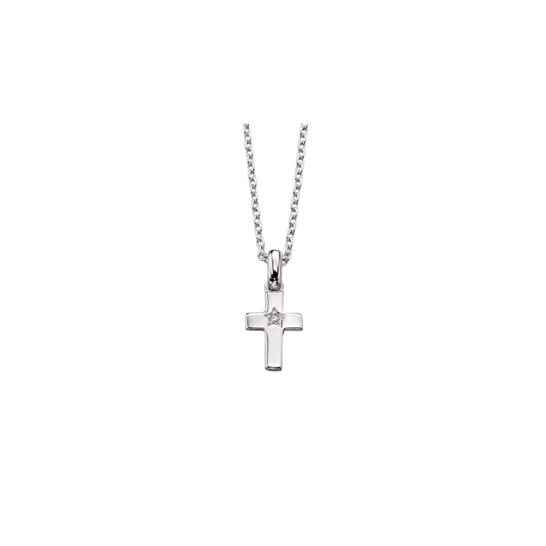 Little Star Grace Cross with Diamond and Chain LSN0011 - Judith Hart Jewellers