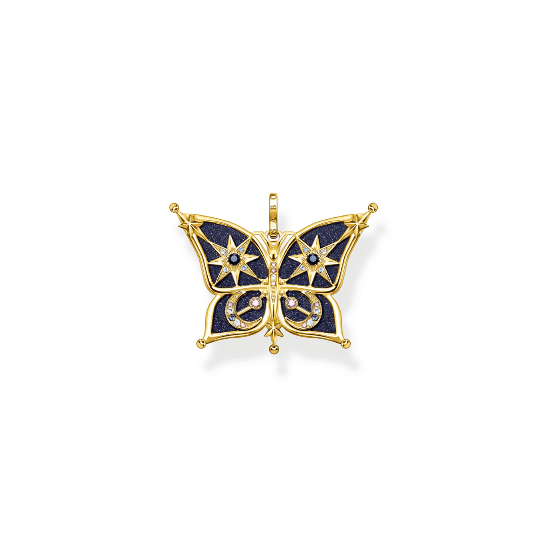 Thomas Sabo Yellow Gold Plated Cubic Zirconia Stars and Moon Butterfly Pendant PE929-963-7 - Judith Hart Jewellers