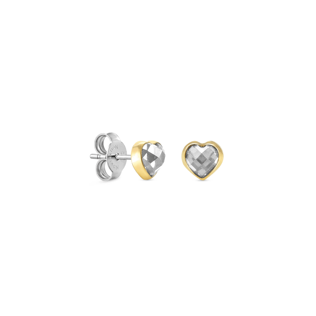 Nomination Yellow Gold Plated Heart Shaped Earrings with Cubic Zirconia 027843/010 - Judith Hart Jewellers
