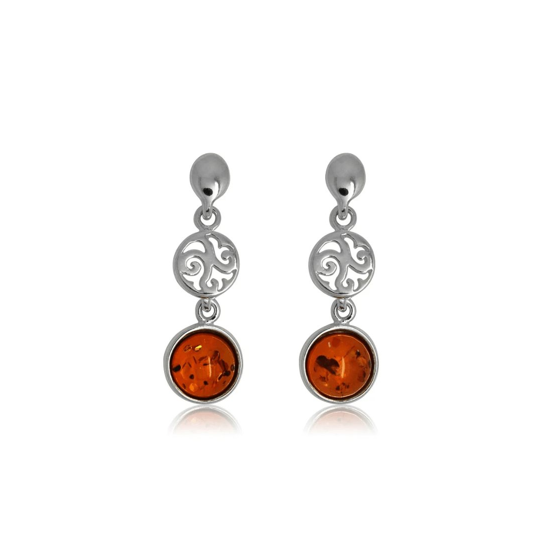 Sterling Silver Amber Drop Earrings - Judith Hart Jewellers