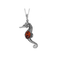 Sterling Silver Amber Seahorse Pendant and Chain - Judith Hart Jewellers