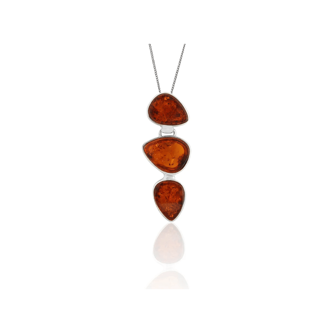 Sterling Silver Amber Abstract Pendant and Chain - Judith Hart Jewellers