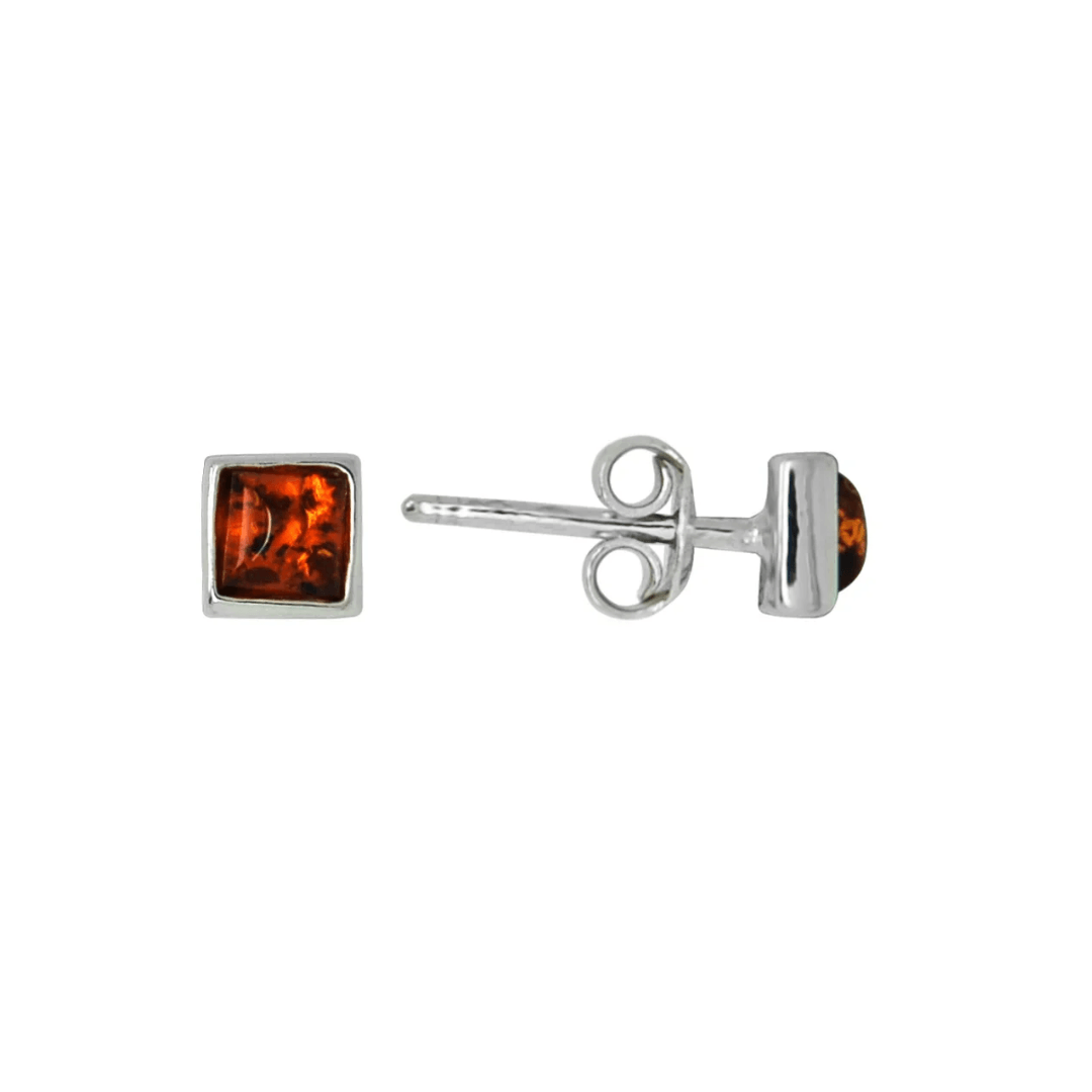 Sterling Silver Amber Stud Earrings - Judith Hart Jewellers