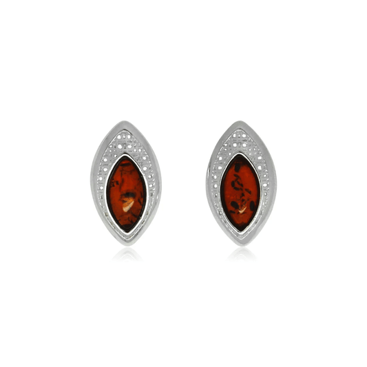 Sterling Silver Amber Stud Earrings - Judith Hart Jewellers