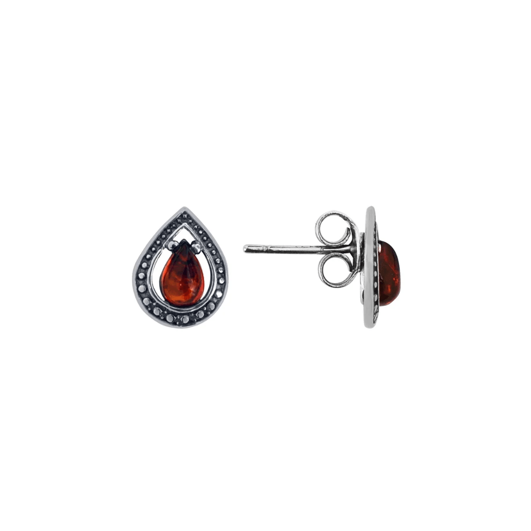 Sterling Silver Amber Stud Earrings - Judith Hart Jewellers