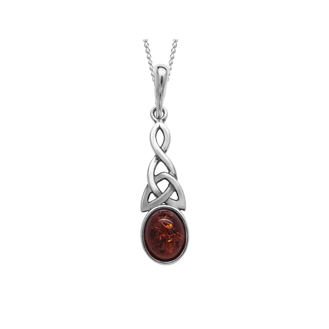 Sterling Silver Amber Pendant and Chain - Judith Hart Jewellers