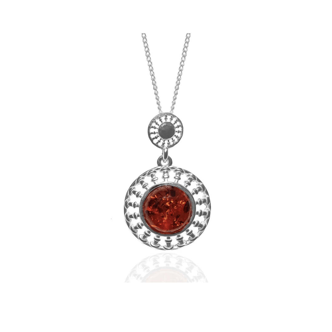 Sterling Silver Amber Pendant and Chain - Judith Hart Jewellers