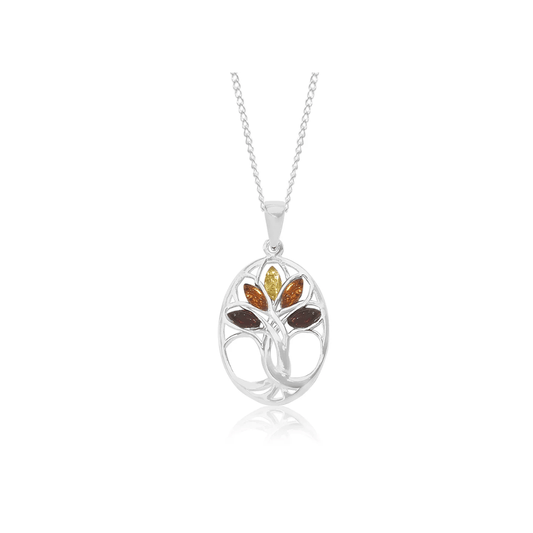 Sterling Silver Amber Pendant and Chain - Judith Hart Jewellers