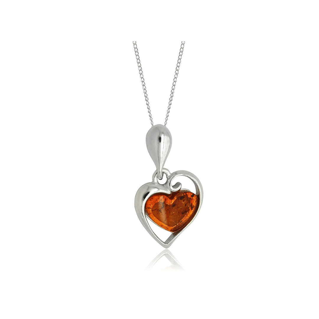 Sterling Silver Amber Pendant and Chain - Judith Hart Jewellers