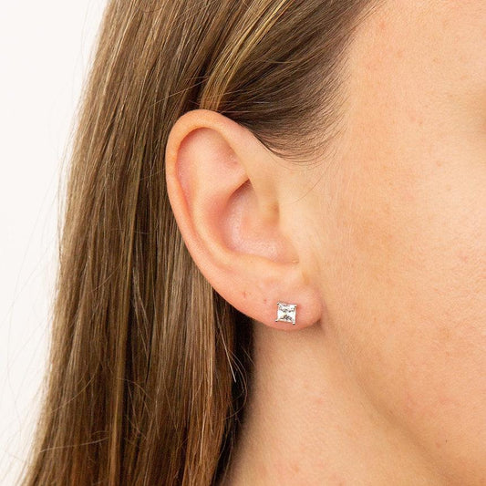 Diamonfire Princess Cut Cubic Zirconia Stud Earrings E5902 - Judith Hart Jewellers