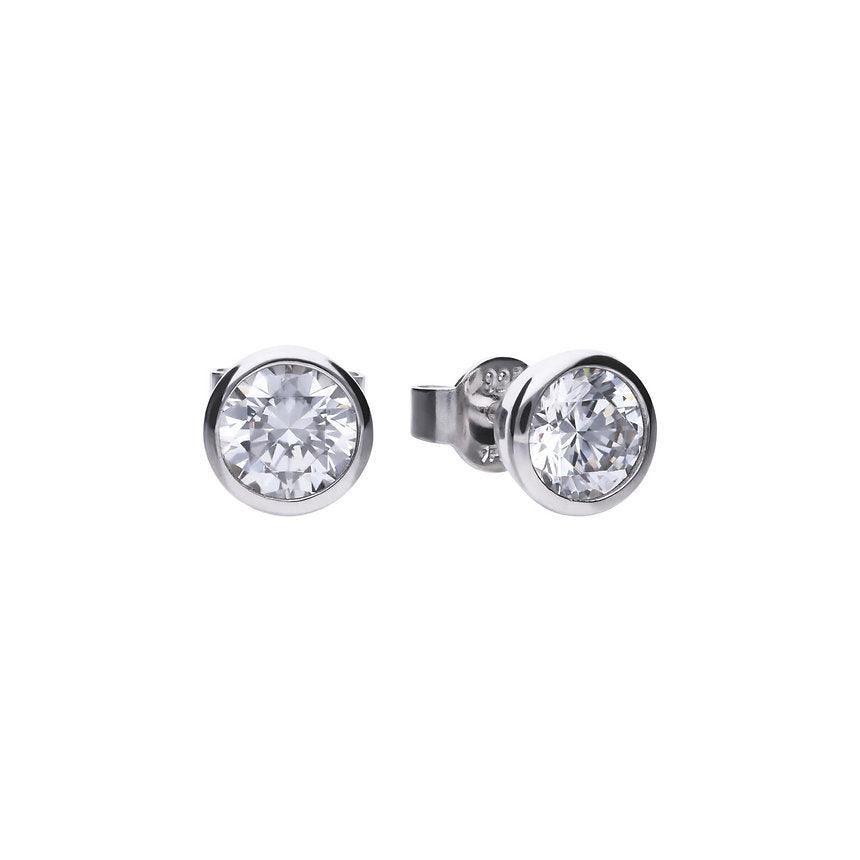 Diamonfire Silver Bezel Set 1.5ct Total Weight Cubic Zirconia Stud Earring E5619 - Judith Hart Jewellers
