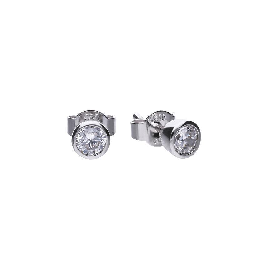 Diamonfire Silver Bezel Set 0.50ct Cubic Zirconia Stud Earring E5617 - Judith Hart Jewellers
