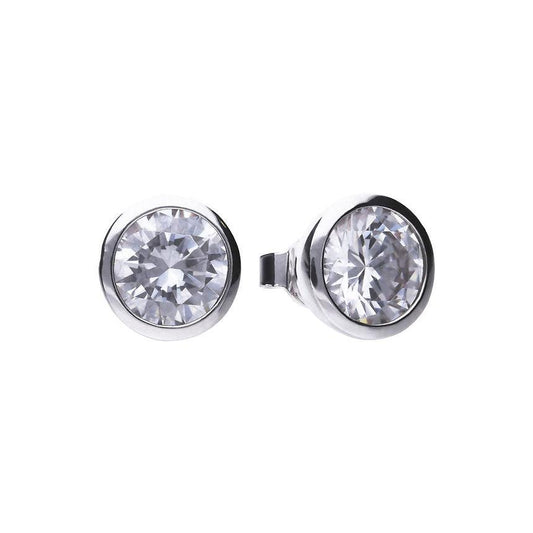 Diamonfire Silver Bezel Set 2ct Total Weight Cubic Zirconia Stud Earring E5620 - Judith Hart Jewellers