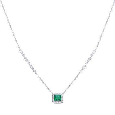 Diamonfire Art Deco Style Emerald Cubic Zirconia Pave Necklace N4402 - Judith Hart Jewellers