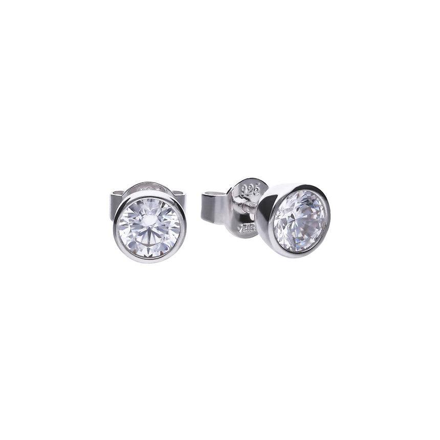 Diamonfire Silver Bezel Set 1ct Total Weight Cubic Zirconia Stud Earring E5618 - Judith Hart Jewellers