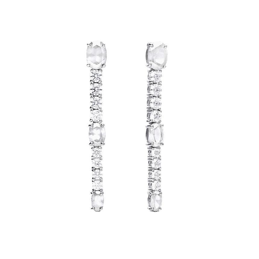 Diamonfire Oval and Round Zirconia Drop Earrings E6052 - Judith Hart Jewellers