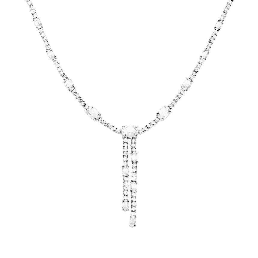 Diamonfire Oval and Round Zirconia Y Drop Necklace N4464 - Judith Hart Jewellers