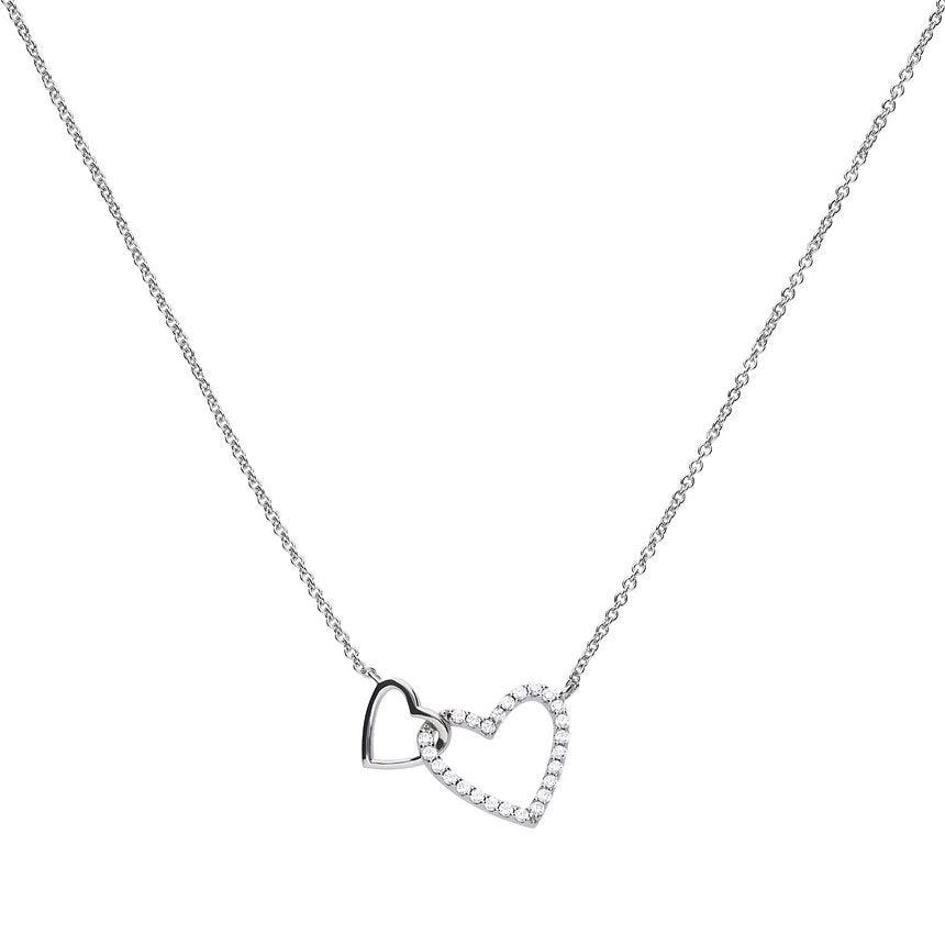 Diamonfire Double Linked Heart Necklace N4249 - Judith Hart Jewellers